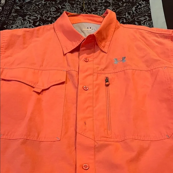 Under Armour Men's Vibrant Orange Button Down Shirt - Picture 8 of 9